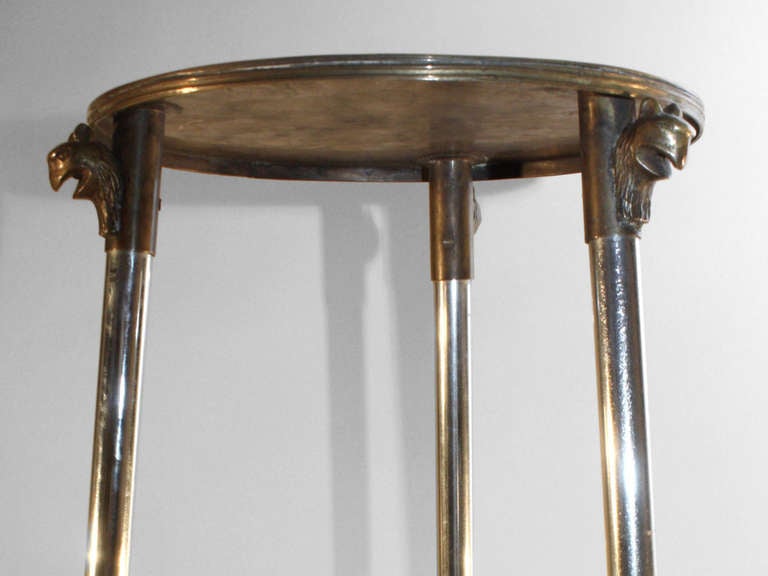 Chrome and Brass Art Deco Taboret - chrome plate legs, with brass top,shelves,