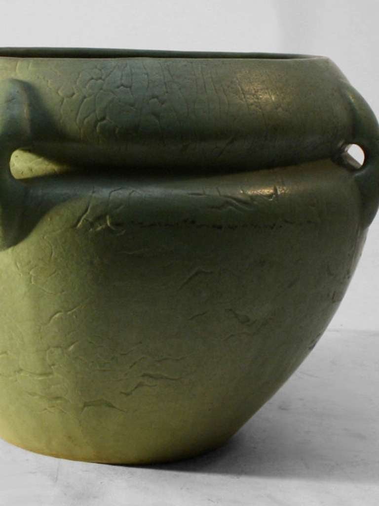 Green Matt Pottery Jardinere By Roseville Pottery, Ohio - Hard to find large size.