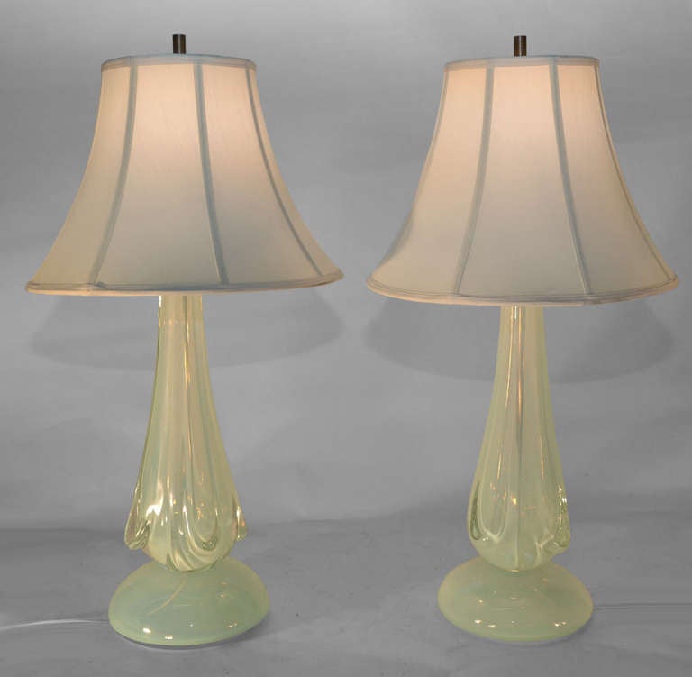 Italian Pair Seguso Murano Glass Lamps