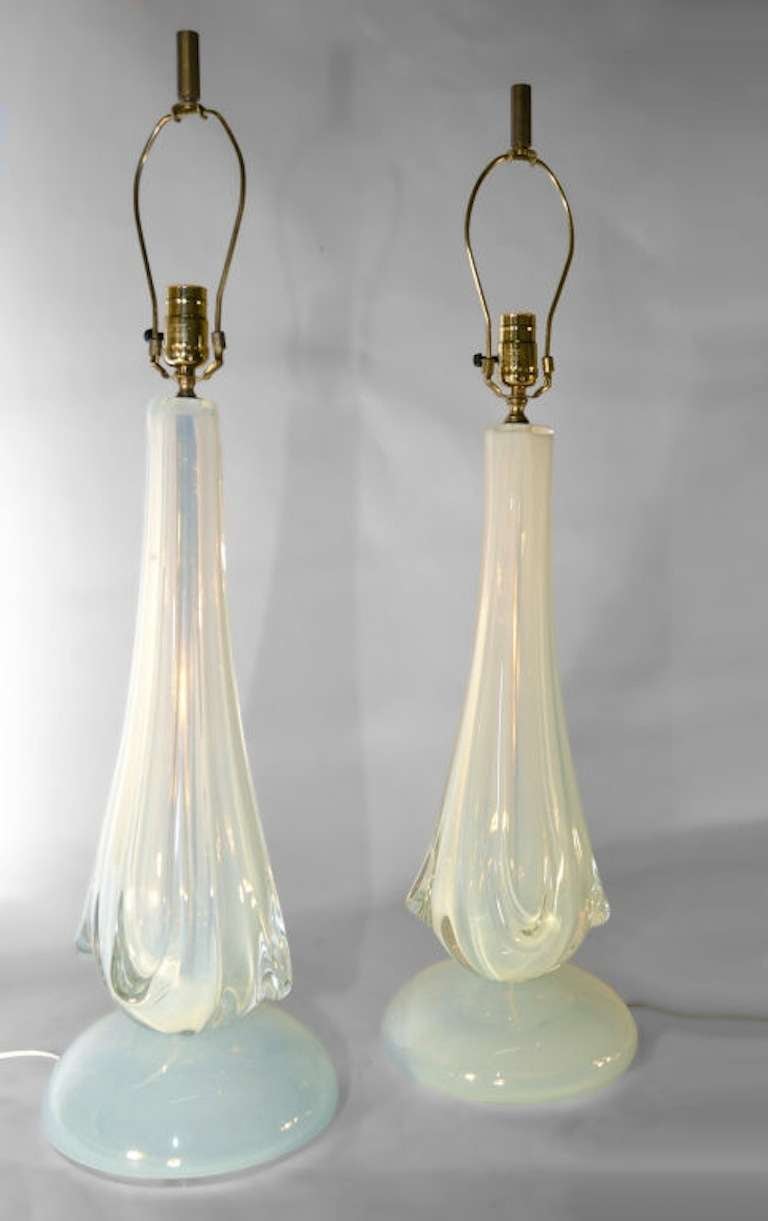 Pair Seguso Murano Glass Lamps In Excellent Condition In New York, NY