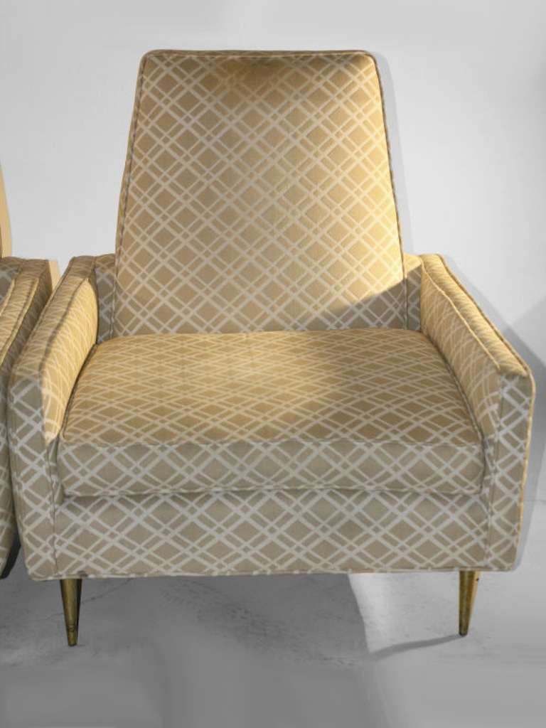 Pair of High back low arm lounge chairs Style of Edward Wormley