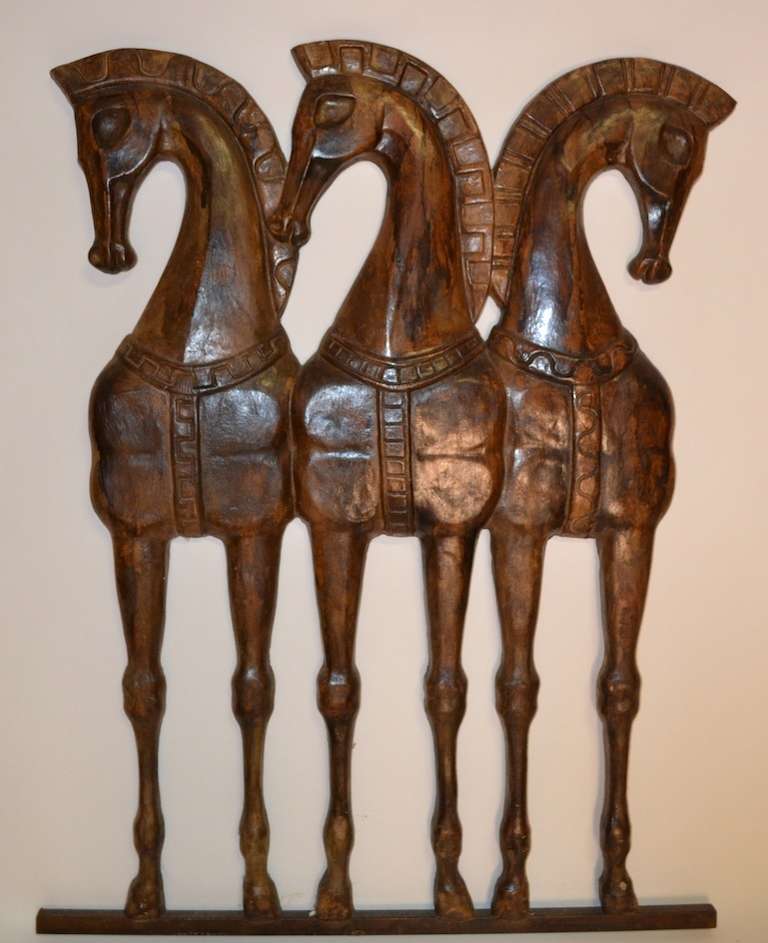 Nice decorative wall hanging sculpture by F. Weinberg. Original conditon and finish.