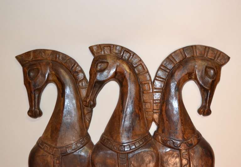 Mid-Century Modern Horses in plaster relief by Frederick Weinberg