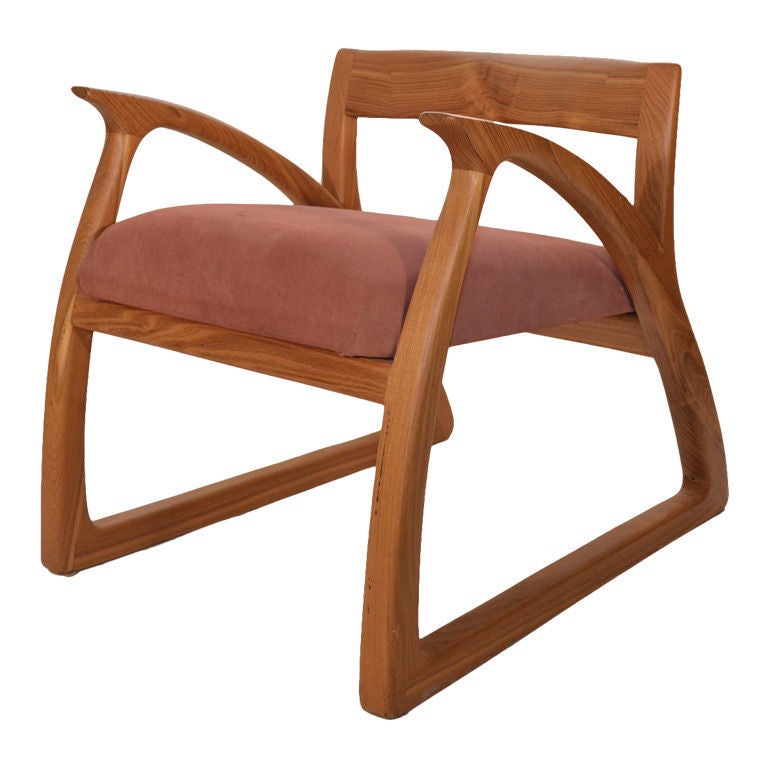 Chaise longue avec accoudoirs en bois artisanal fait à la main