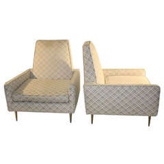 Pair of High back low arm lounge chairs Style of Edward Wormley