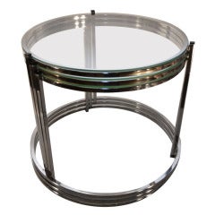 Stacking Chrome and Glass circular tables, after Milo Baughman