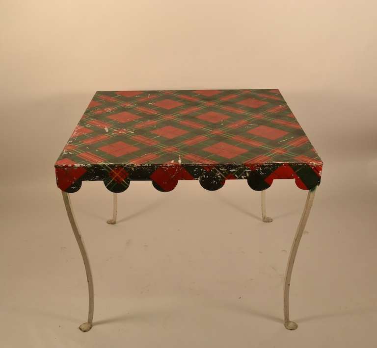 Square wrought and sheet metal garden, cafe, breakfast table. The top _ tablecloth