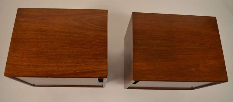 American Pair of Cube Style One Door Dresser Night Stands