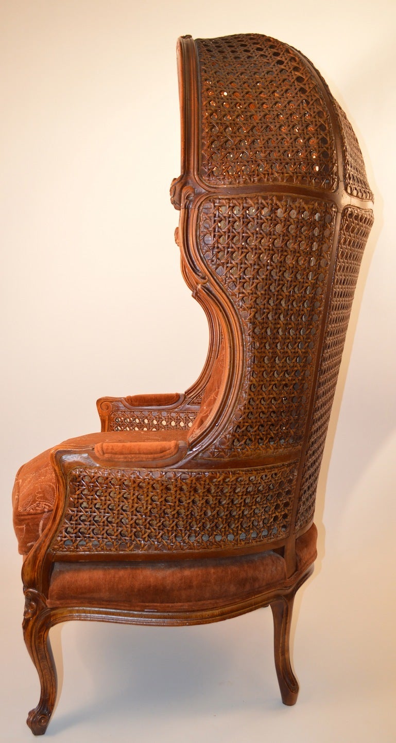 Belle Époque French Style Hooded Cane-Back Chair