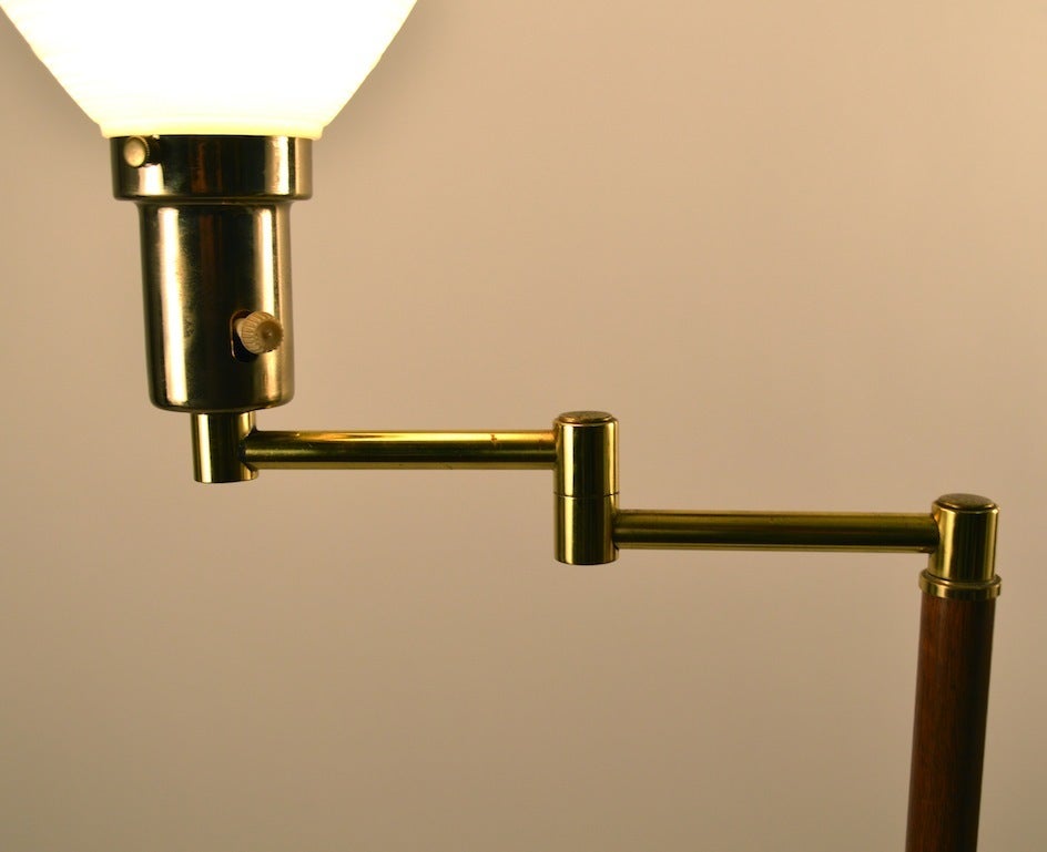 Mid-Century Modern Mid Century Swing-Arm Floor Lamp with Brutalist Base