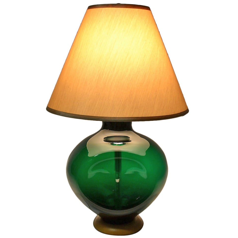 Blenko  Pinch Form Emerald Green Table Lamp
