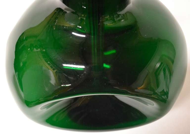 American Blenko  Pinch Form Emerald Green Table Lamp