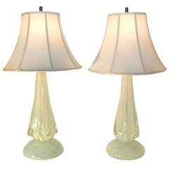 Pair Seguso Murano Glass Lamps