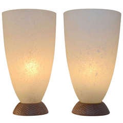 Pair Coroso Finish Murano Glass Urn Form Lamps 4