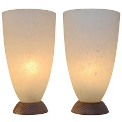 Pair Coroso Finish Murano Glass Urn Form Lamps