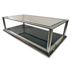 Very Large Chrome and Glass Coffee Table
