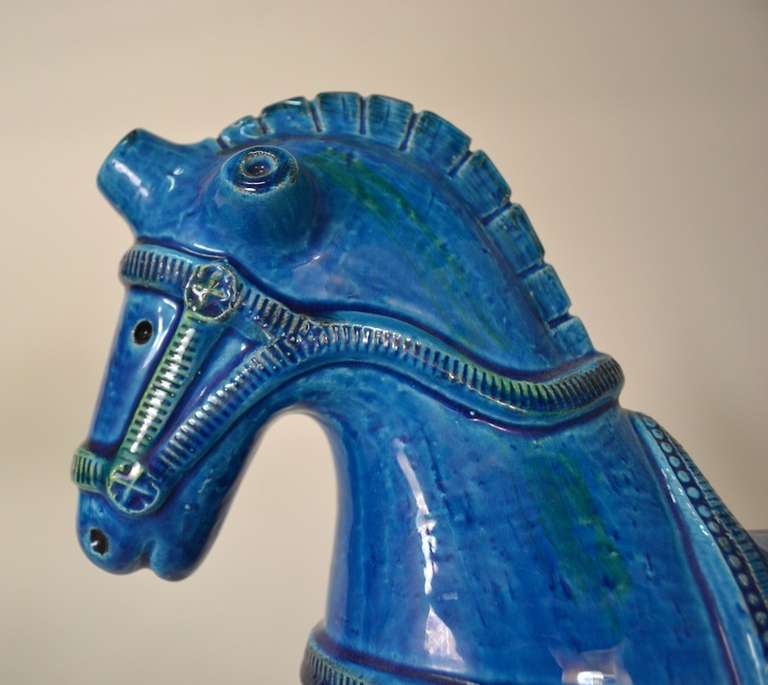 blue ceramic horse