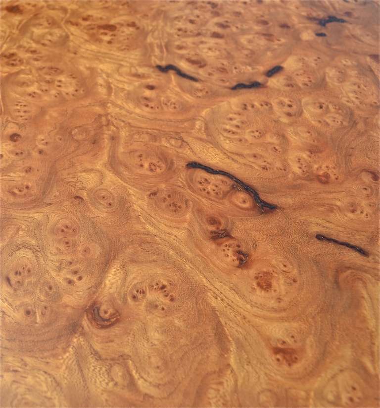 American Large Milo Baughman Burl and Chrome Dining Table