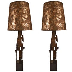 Vintage Pair of Brutalist Laurel Lamps by Richard Barr