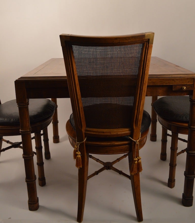 Wood Card Table with Four Chairs By Heritage Henredon
