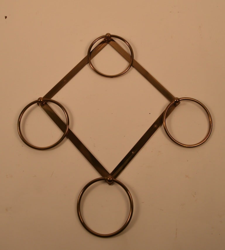 Mid-20th Century Brass Diamond Form Towel Rack