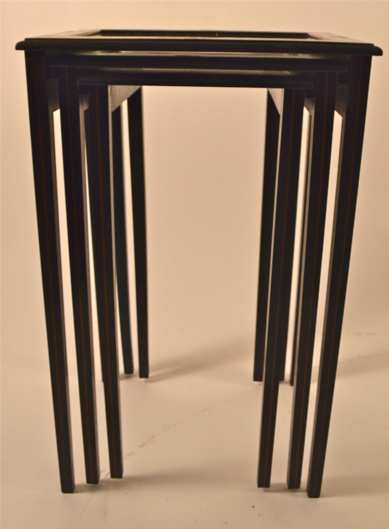 Early 20th Century Japanese Style Black Nesting Tables by Peter Engel Inc., New York