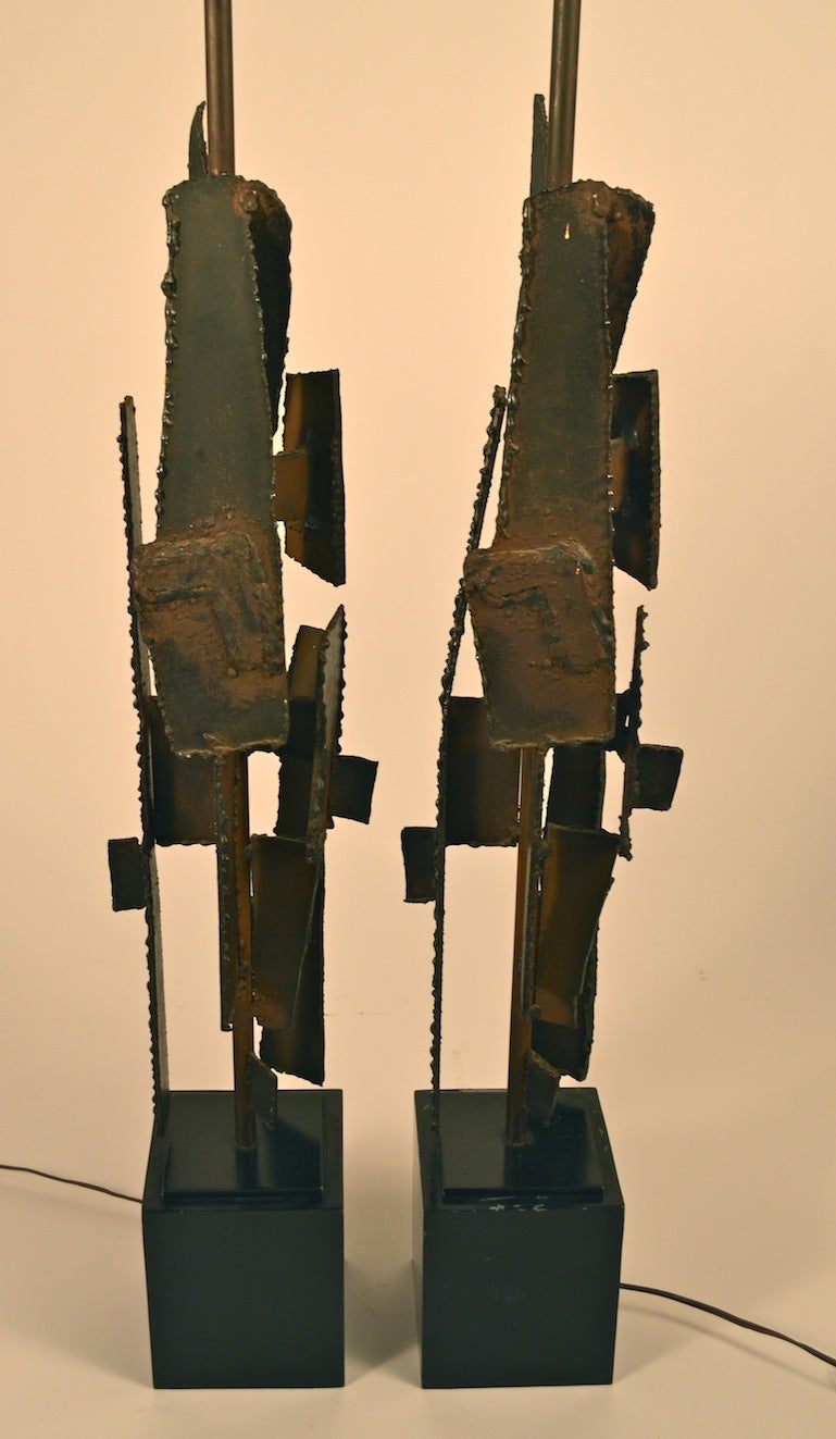Pair of Brutalist Laurel Lamps by Richard Barr For Sale 2