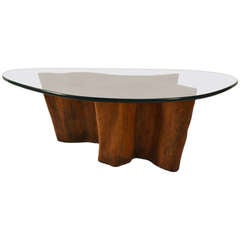 Stylish Root Base Glass Top Table by Michael Taylor