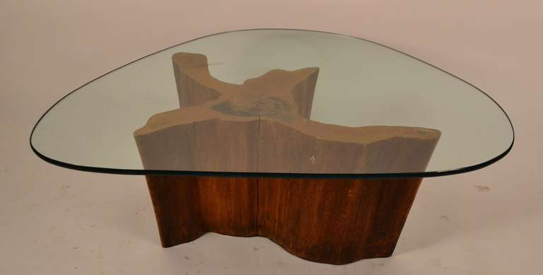 Stylish Root Base Glass Top Table by Michael Taylor In Good Condition In New York, NY