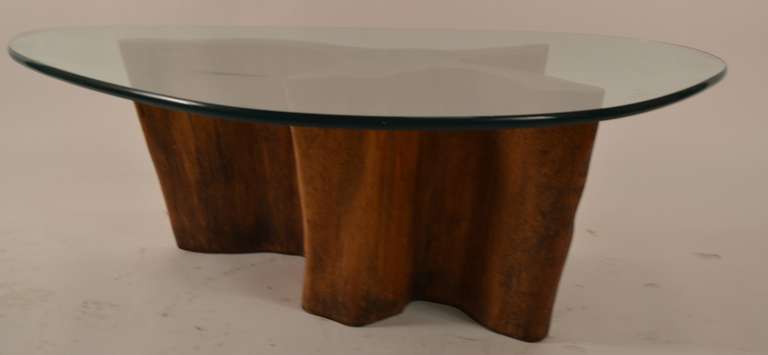 Mid-Century Modern Stylish Root Base Glass Top Table by Michael Taylor