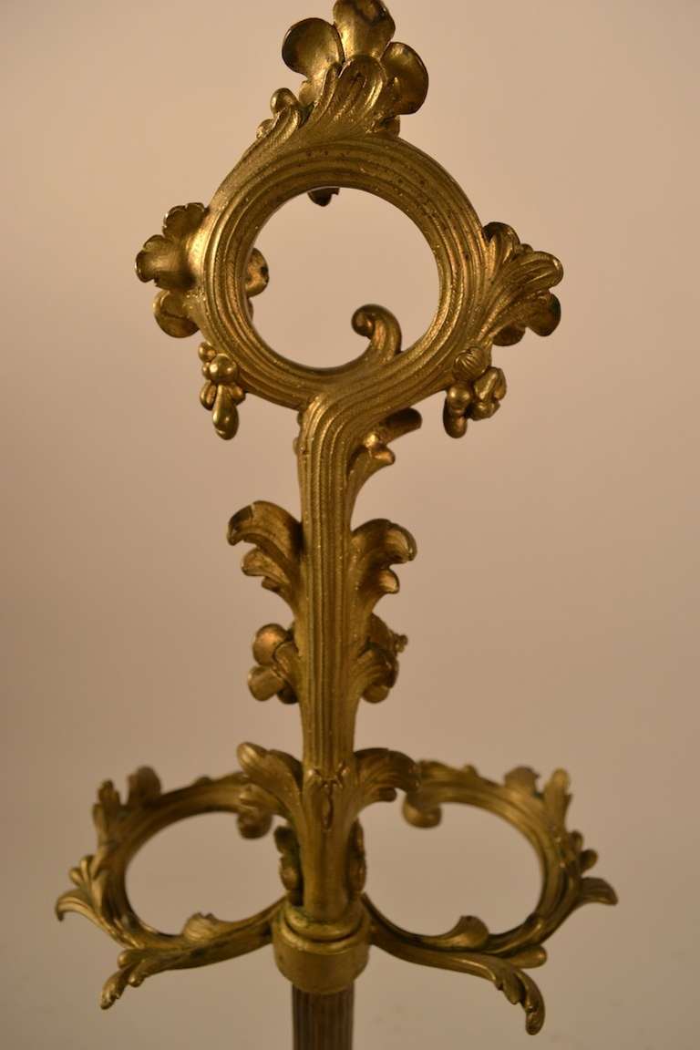 Rococo French Cast Brass Fireplace Tool or Cane or Umbrella Stand