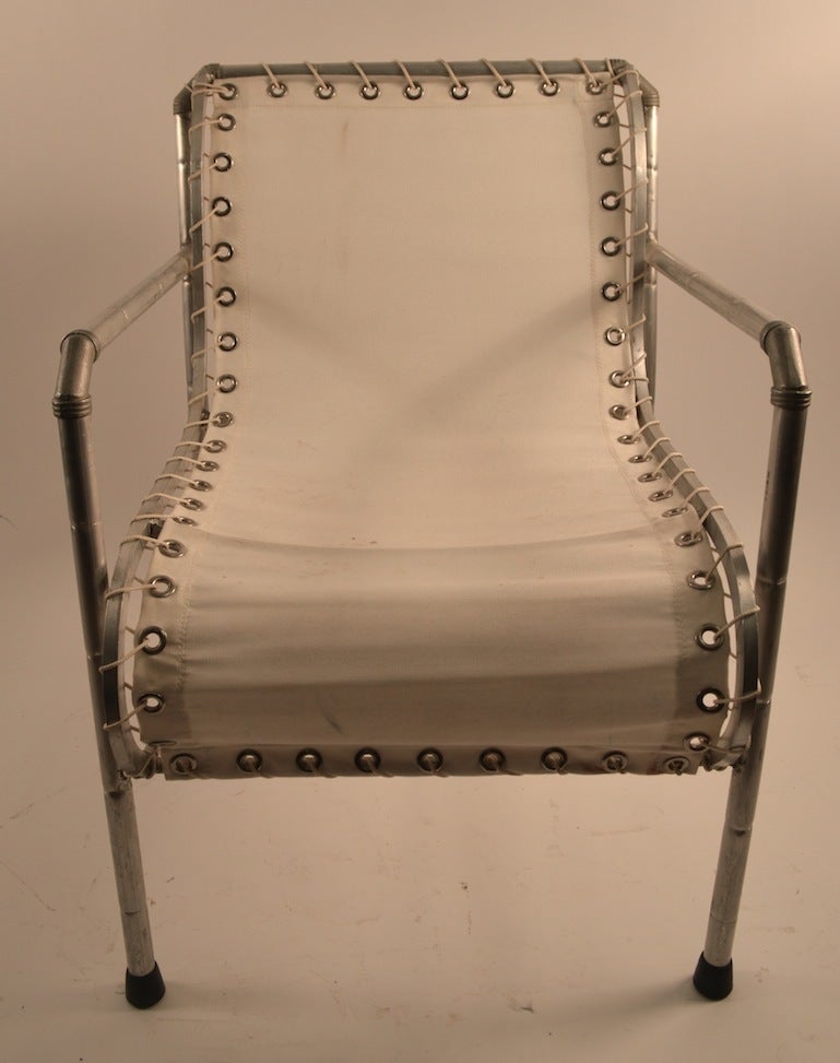 Pair of Aluminum and Canvass Yacht Chairs In Good Condition In New York, NY