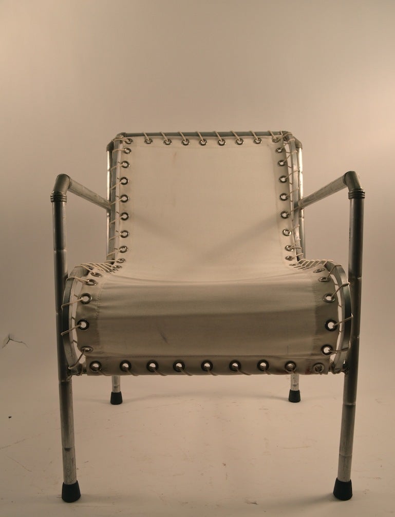 Mid-20th Century Pair of Aluminum and Canvass Yacht Chairs