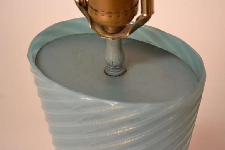 Murano Glass Lamp Blue Swirl with Gold Inclusion possibly Fratelli Toso, Seguso  In Good Condition For Sale In New York, NY