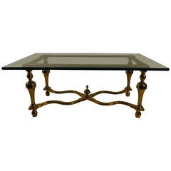 Brass and Glass Coffee or Cocktail Table 3