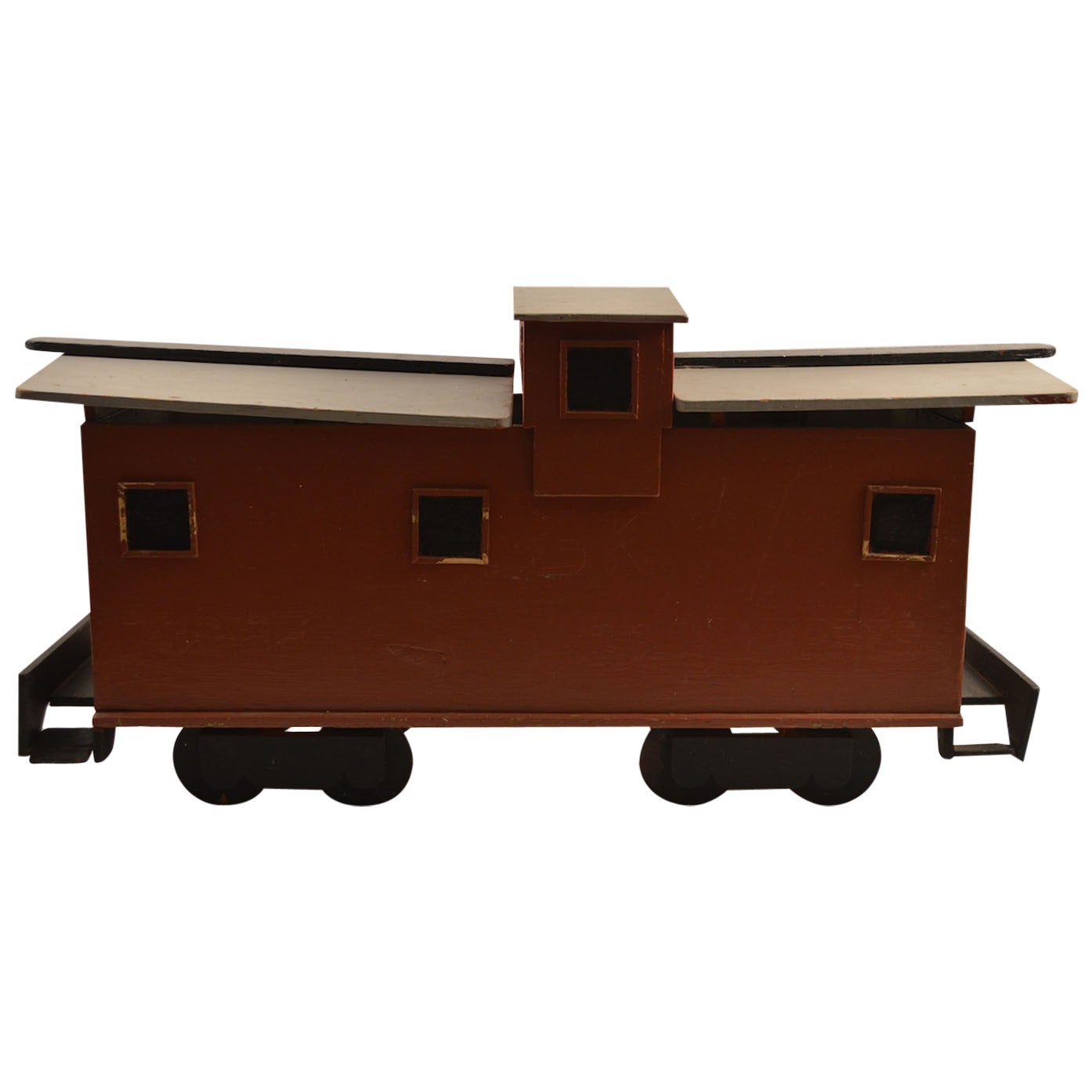 Large Folky Handmade Caboose-Form Toy Box For Sale