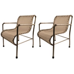 Pair of Aluminum and Canvass Yacht Chairs