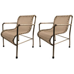 Pair of Aluminum and Canvass Yacht Chairs 5