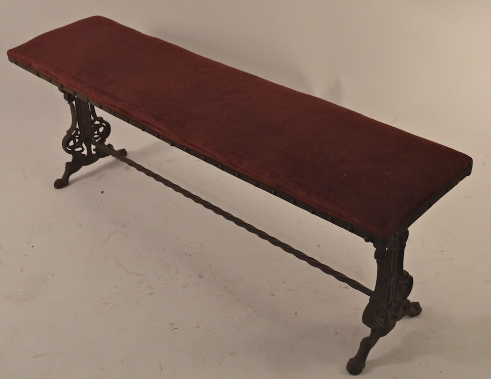 Iron and Upholstered Gothic Art Deco Window Bench In Good Condition In New York, NY