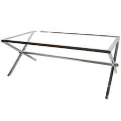 Chrome and Glass "X" base coffee table Chrome and Glass "X" base coffee table