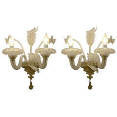Pair Venetian Glass Sconces
