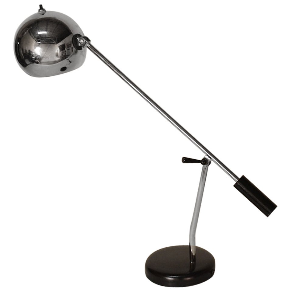 Classic Sonneman Chrome Ball Adjustable Orb Lamp