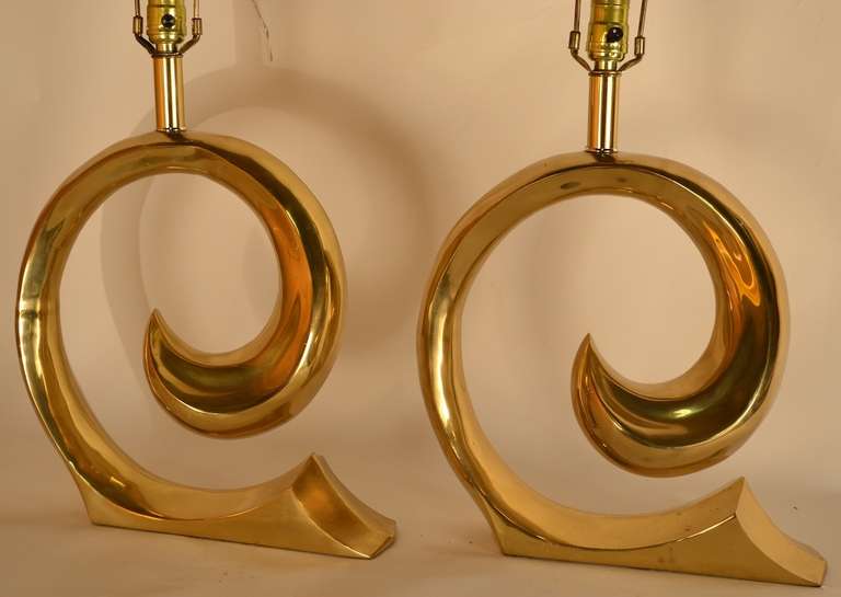 American Pr. Pierre Cardin Brass Wave Lamps