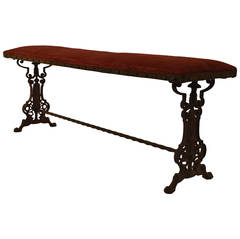 Iron and Upholstered Gothic Art Deco Window Bench