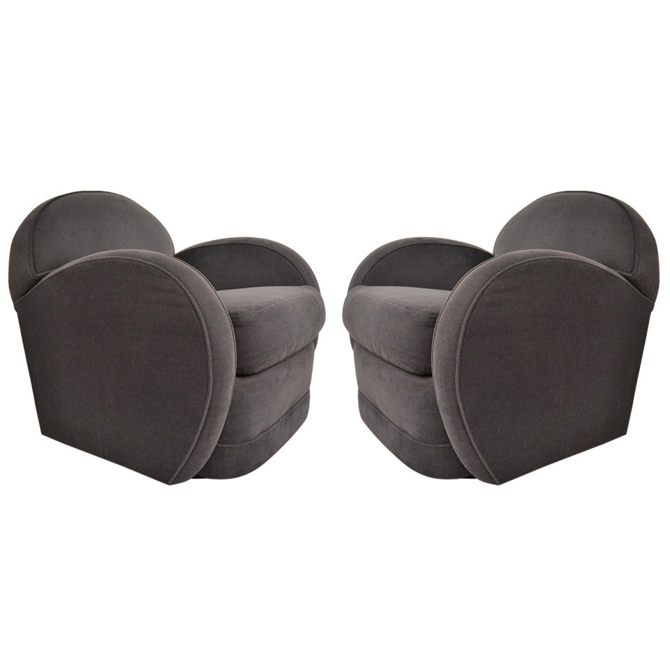 Pair of Milo Baughman for Directional Swivel Club Chairs