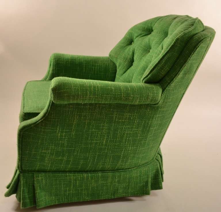 American Pair of Decorative Green Tufted Armchairs