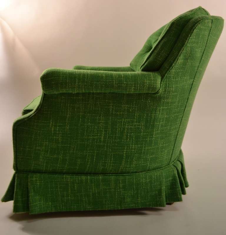 Upholstery Pair of Decorative Green Tufted Armchairs