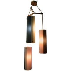 Three-Light Tubular Glass Cascading Form Chandelier 3