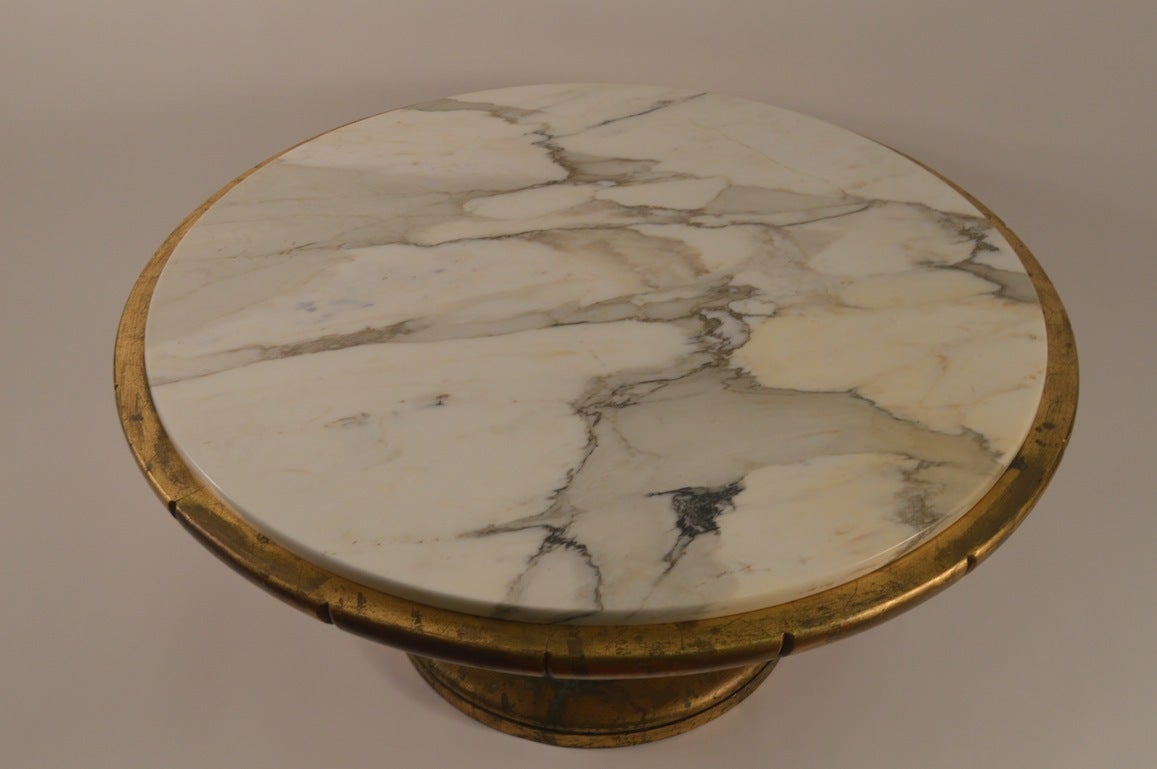 Mid-20th Century Marble Top Gilt Base Coffee Table