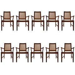 Elegant set of 10 Matching Caned High Back Dining Chairs